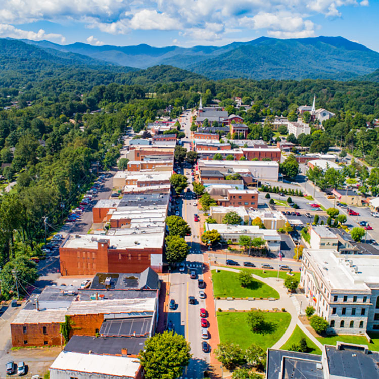 Downtown waynesville aerial picture